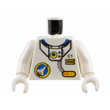white torso space port logo tube and c1 with two yellow bars pattern white arms white hands