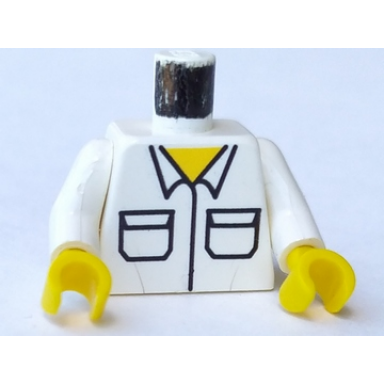white torso shirt with pockets pattern white arms yellow hands