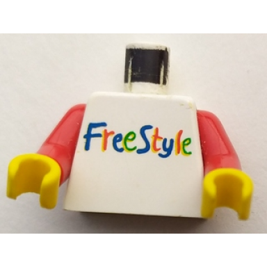 white torso freestyle pattern red arms yellow hands