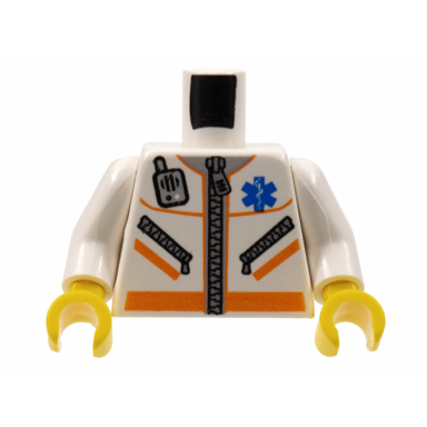 white torso hospital emt star of life zipper zippered pockets radio pattern white arms yellow hands