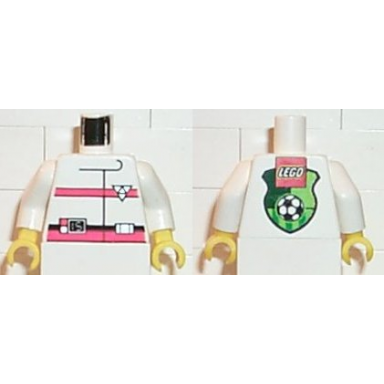 white torso res-q orange stripes soccer logo on back pattern white arms yellow hands