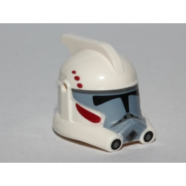 white minifigure headgear helmet sw arc clone trooper with dark red and dark bluish gray pattern