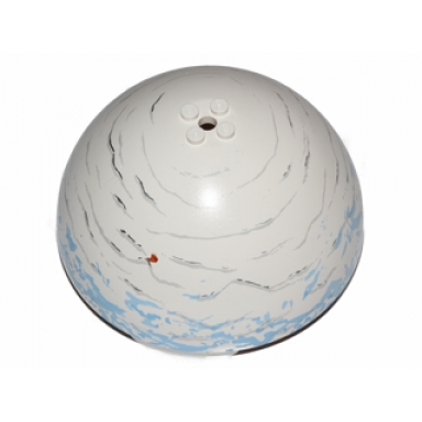 white cylinder hemisphere 11 x 11 studs on top with light bluish gray and medium blue planet pattern sw hoth