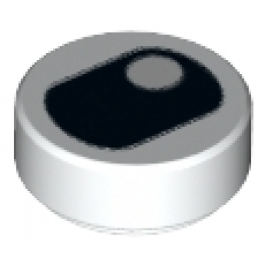 white tile round 1 x 1 with black eye squinting with pupil in corner pattern