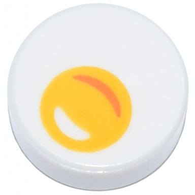 white tile round 1 x 1 with egg yolk pattern