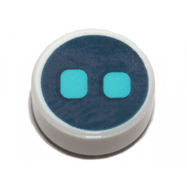 white tile round 1 x 1 with medium azure eyes on dark blue background pattern