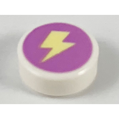 white tile round 1 x 1 with bright light yellow lightning bolt on medium lavender background pattern