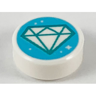 white tile round 1 x 1 with dark turquoise diamond outline on medium azure background pattern