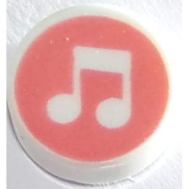 white tile round 1 x 1 with music notes on coral background pattern