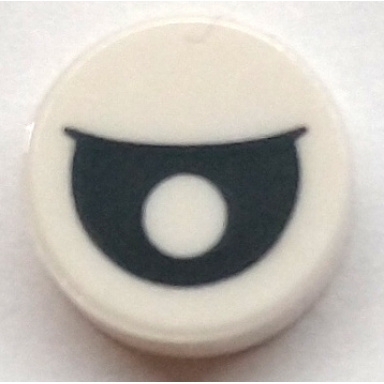 white tile round 1 x 1 with black eye partially closed with centered pupil pattern
