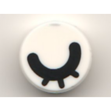 tile round 1 x 1 with black eye closed with eyelashes pattern