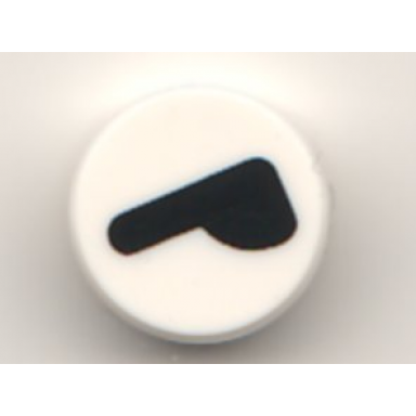 white tile round 1 x 1 with black winking eye pattern