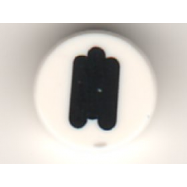 white tile round 1 x 1 with black squinting eye pattern