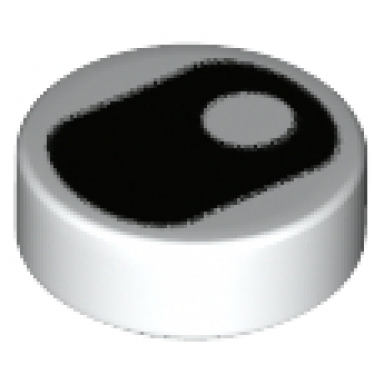 white tile round 1 x 1 with black eye squinting with pupil vertically centered pattern