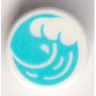 white tile round 1 x 1 with cresting wave on medium azure background pattern