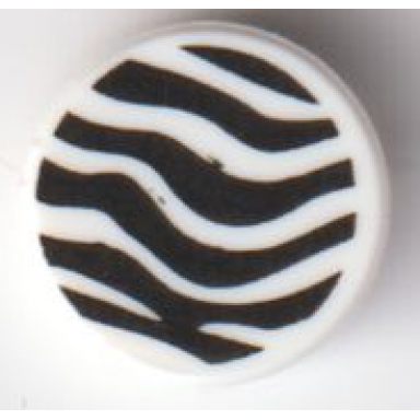 white tile round 1 x 1 with black zebra stripes pattern