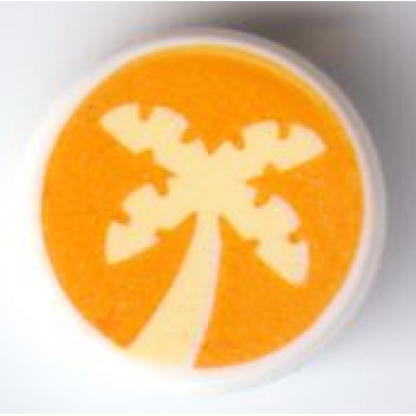 white tile round 1 x 1 with bright light yellow palm tree on bright light orange background pattern