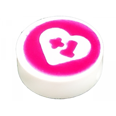 white tile round 1 x 1 with 1 in heart on magenta background pattern