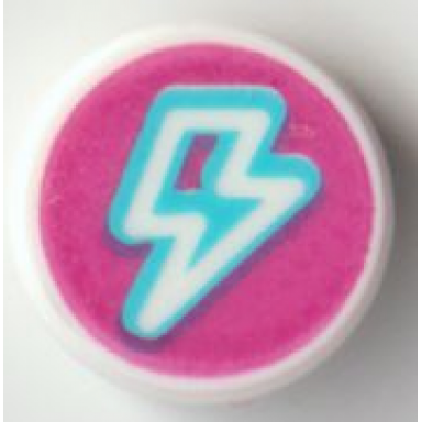 white tile round 1 x 1 with medium azure and white lightning bolt profile on magenta background pattern