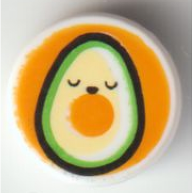 white tile round 1 x 1 with avocado on orange background pattern