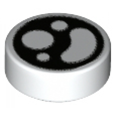 white tile round 1 x 1 with circles and bean on black background pattern
