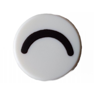 white tile round 1 x 1 with black eye closed thin curved line pattern