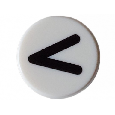 white tile round 1 x 1 with black eye shut tight letter v less than sign greater than sign thin line pattern