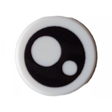 white tile round 1 x 1 with black eye with pupil and circle pattern