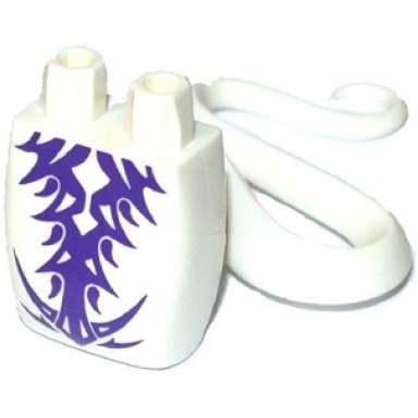 white lower body serpent with molded flexible rubber same color tail and printed dark purple tribal symbol tattoos pattern
