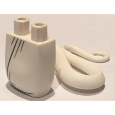 white lower body serpent with molded flexible rubber same color tail and printed black robe folds pattern