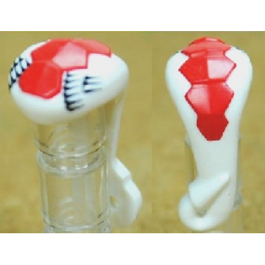 white minifigure headgear hood and tail with red and black scales pattern