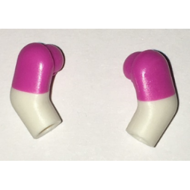 white arm matching left and right pair with molded dark pink short sleeves pattern