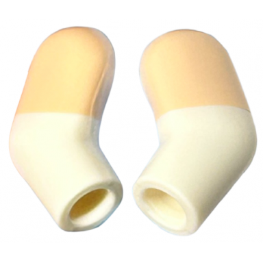 white arm matching left and right pair with molded light nougat short sleeves pattern