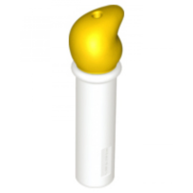 white duplo candle with yellow flame