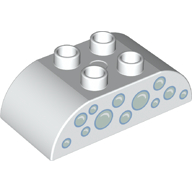 white duplo brick 2 x 4 slope curved double with light aqua bubbles pattern