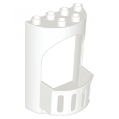 white duplo wall 4 x 3 x 5 curved turret with balcony - castle