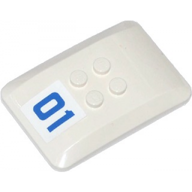 white wedge 6 x 4 x 2 3 quad curved with blue 01 pattern sticker - set 60047
