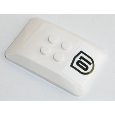 white wedge 6 x 4 x 2 3 quad curved with black 01 badge outlined pattern sticker - set 60128