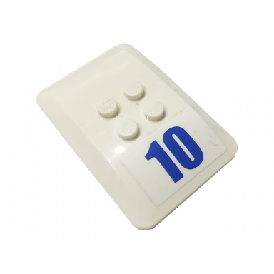 white wedge 6 x 4 x 2 3 quad curved with blue 10 pattern sticker - set 60141