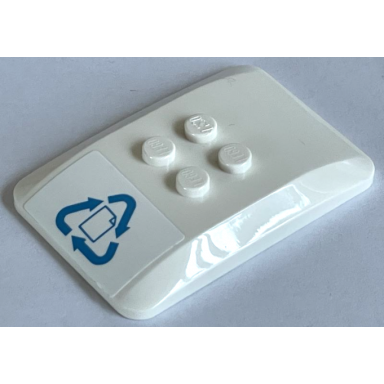 white wedge 6 x 4 x 2 3 quad curved with dark azure recycling arrows and sheet of paper pattern sticker - set 60292