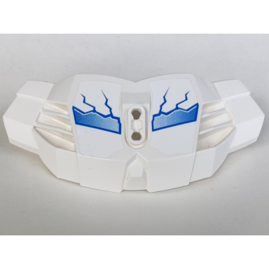 white hero factory chest armor large with blue and white fractures pattern stickers - set 6230