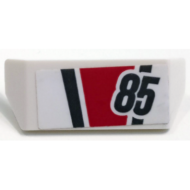 white vehicle spoiler with bar handle with 85 dark bluish gray and red stripes pattern sticker - set 60145
