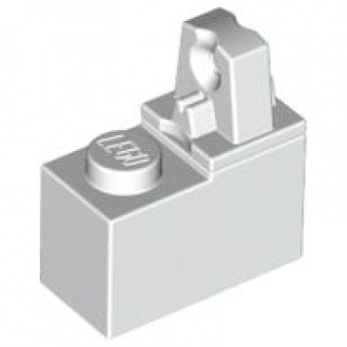 white hinge brick 1 x 2 locking with 1 finger top