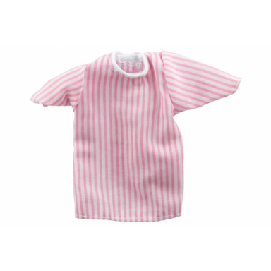 white duplo doll cloth nightdress with pink stripes pattern no trim