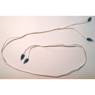 white electric wire 4.5v with four blue 1-prong connectors hollow pin 96 studs long