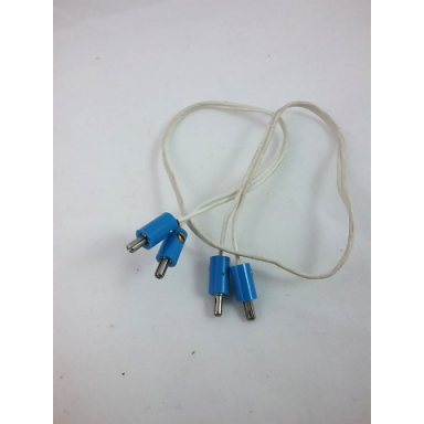 white electric wire 12v 4.5v with 4 blue electric connector 1-way male rounded with cross-cut pin banana plug 41 studs long