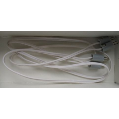 white electric wire 4.5v with four light gray 1-prong connectors with cross-cut pin 96 studs long