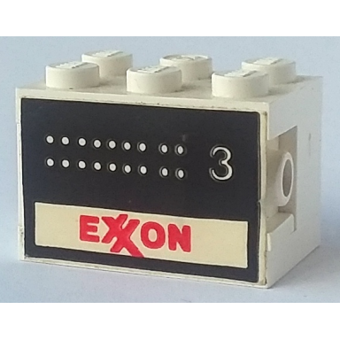 stickered assembly 3 x 2 x 1 2 3 with exxon tank number 3 pattern on both sides stickers - set 6375-2 - 2 plate 2 x 3 1 brick 1 x 2 1 brick 1 x 3 1 brick modified 1 x 1 with headlight