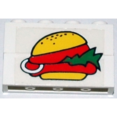 stickered assembly 4 x 1 x 2 with hamburger pattern sticker - sets 6399 6683 - 2 brick 1 x 4