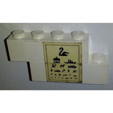 white stickered assembly 5 x 1 x 2 with eye chart pattern sticker - set 6364 - 2 brick 1 x 4